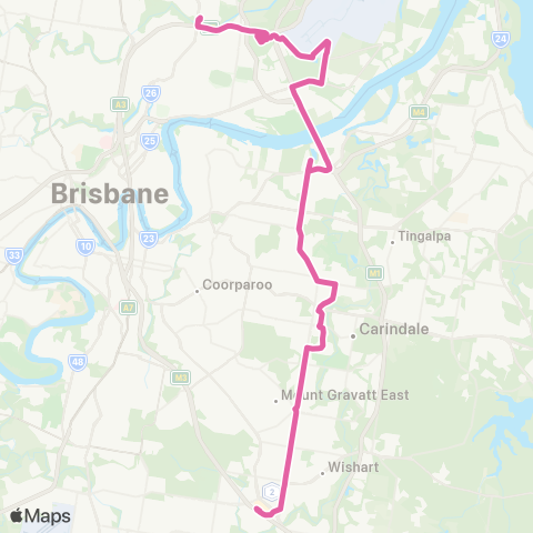 TransLink Garden City - Toombul via Carindale map