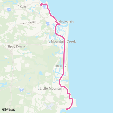 TransLink Caloundra - Maroochydore via Mooloolaba, Kawana map