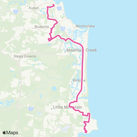 TransLink Caloundra - Maroochydore via Mtn Creek map