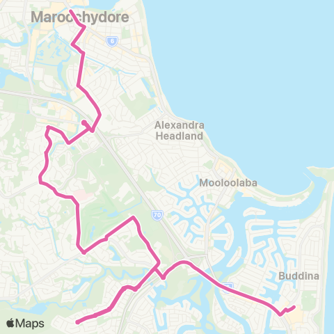 TransLink Kawana - Maroochydore via Mountain Creek map