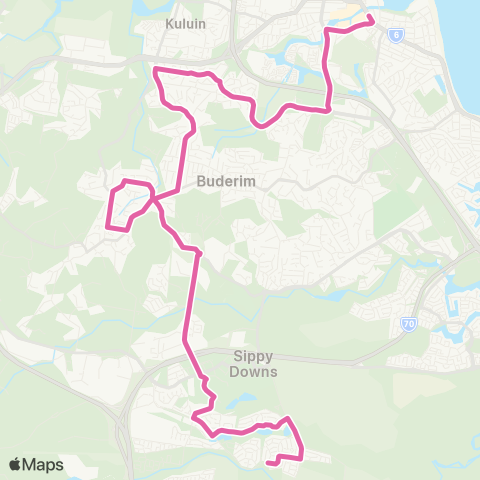 TransLink Maroochydore - Sippy Downs via Univ map