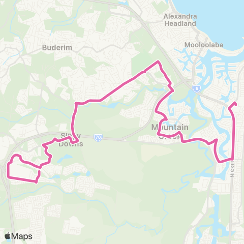 TransLink Sippy Downs - Kawana via University map