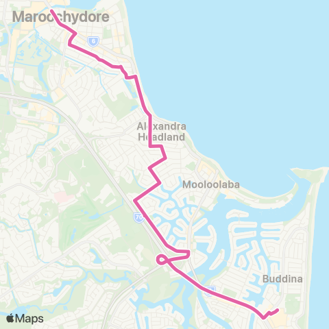 TransLink Kawana - Maroochydore via Alexandra Headland map