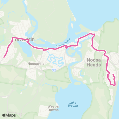 TransLink Tewantin - Sunrise Beach via Noosa Heads map