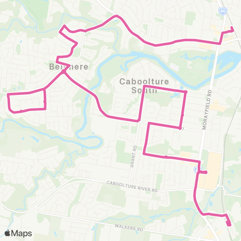 TransLink Caboolture Sta - Morayfield Sta via Bellmere map