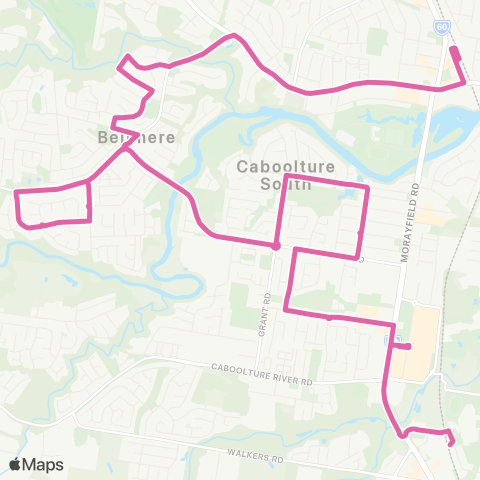 TransLink Morayfield Sta - Caboolture Sta via Bellmere map