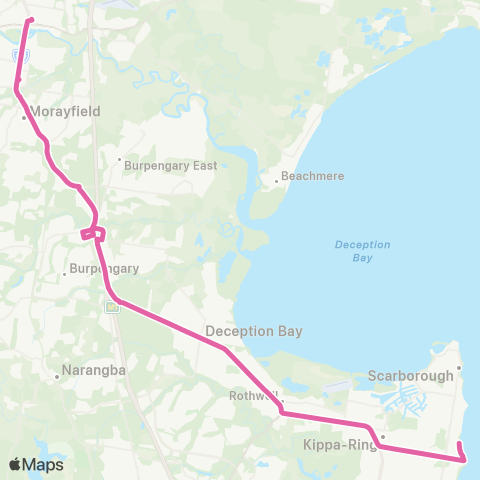 TransLink Caboolture - Redcliffe via Kippa-Ring map