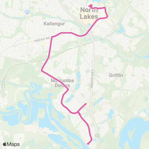 TransLink Murrumba Downs - N Lakes via Kalangur map