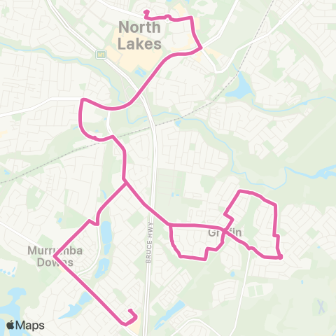 TransLink Murrumba Downs - North Lakes via Griffin map