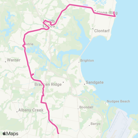 TransLink Redcliffe - Chermside via N Lakes and Petrie map