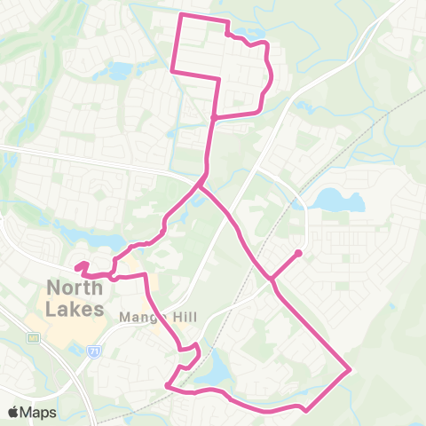 TransLink North Lakes - Mango Hill (Morning Loop) map