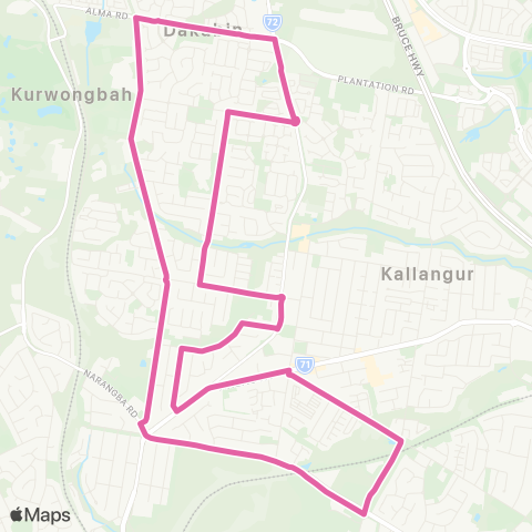 TransLink Dakabin - Kallangur (Loop) map