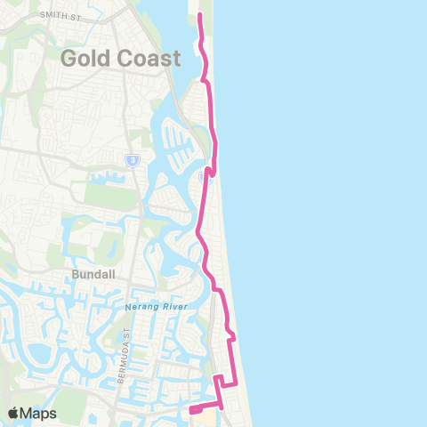 TransLink Broadbeach - Seaworld & Main Bch via Surfers map