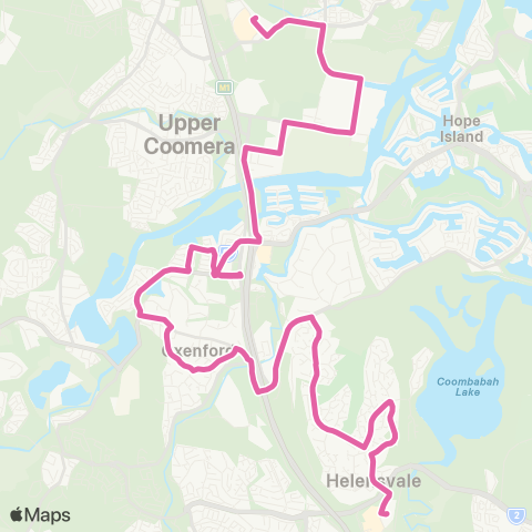 TransLink Coomera - Helensvale via Oxenford map