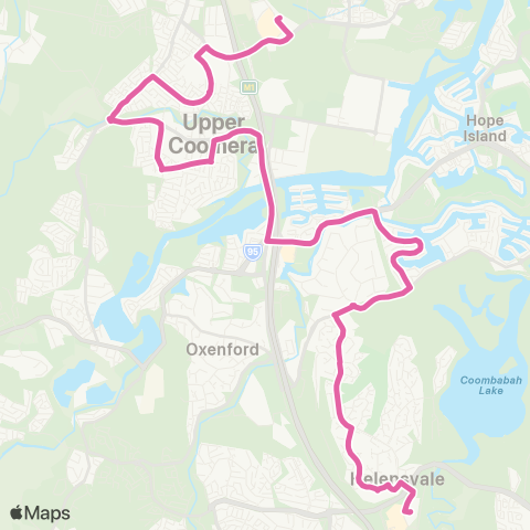 TransLink Coomera - Helensvale via Upper Coomera map