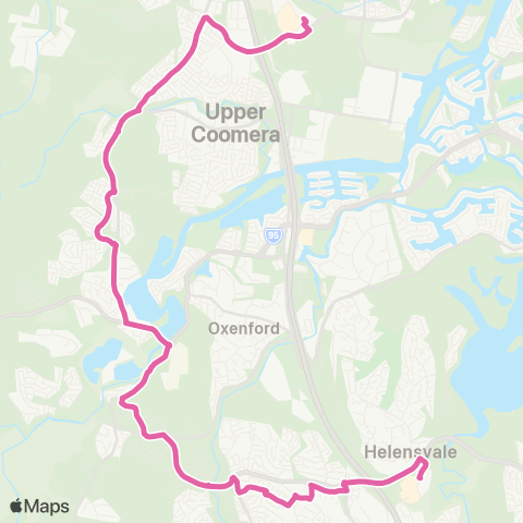 TransLink Coomera - Helensvale via Upper Coomera map