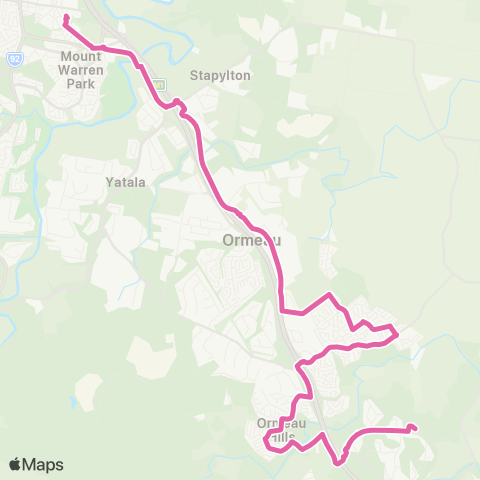 TransLink Beenleigh - Ormeau via Yatala, Jacobs Ridge map