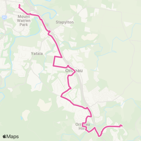 TransLink Beenleigh - Ormeau via Yatala, Ormeau Hills map