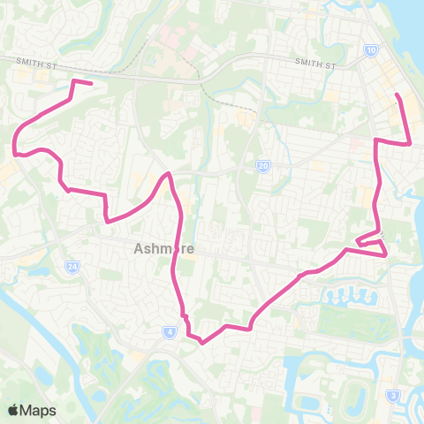 TransLink Molendinar - Southport via Ashmore map