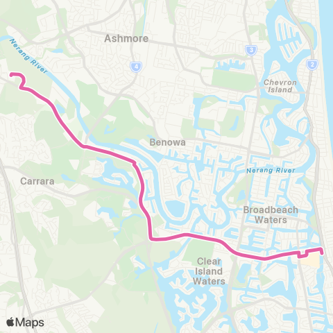 TransLink Broadbeach - Nerang map