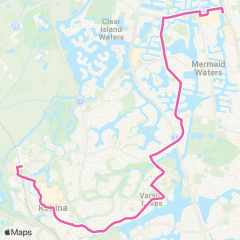 TransLink Robina - Broadbeach via Bond University map