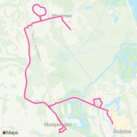 TransLink Merrimac - Robina via Mudgeeraba map