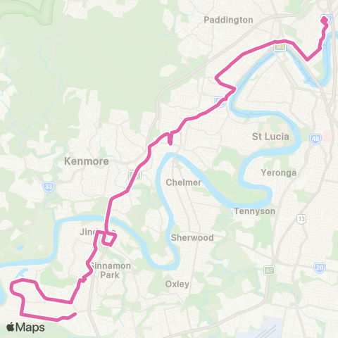 TransLink Valley - Riverhills via Indooroopilly map