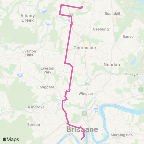 TransLink Carseldine - City Precincts Express map