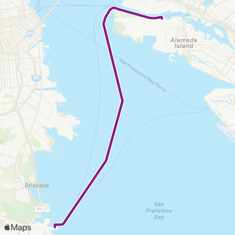 San Francisco Bay Ferry Oakland - Alameda - South San Francisco map