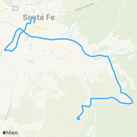 Santa Fe Trails Dtwn - E. Alameda - St. John's Coll - Museum Hill map