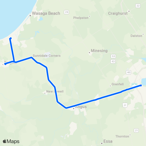 Simcoe County LINX Barrie-Wasaga Beach map