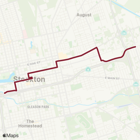 San Joaquin RTD Metro Express-Midtown Corridor map