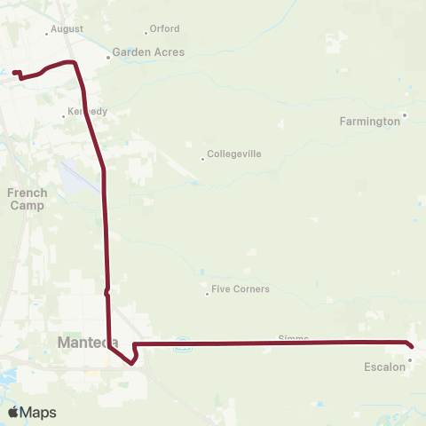 San Joaquin RTD Stockton-Manteca-Escalon-Modesto map