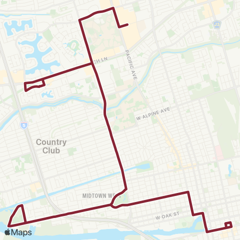 San Joaquin RTD Metro Hopper - Central Stockton map