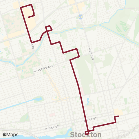 San Joaquin RTD Metro Hopper - Central Stockton map