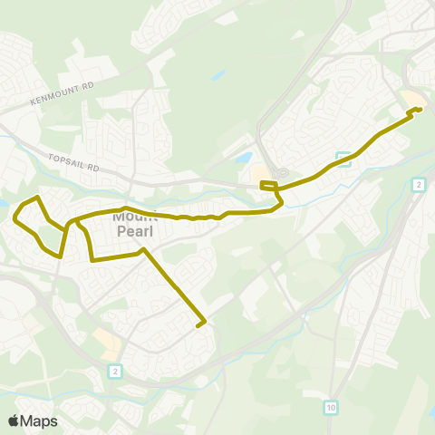 Metrobus Mount Pearl map