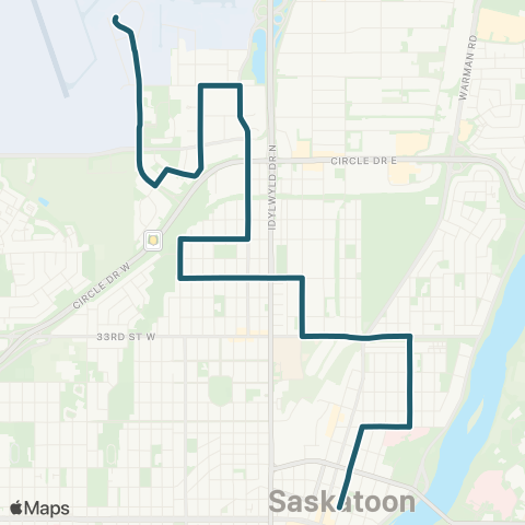 Saskatoon Transit Airport / City Centre map