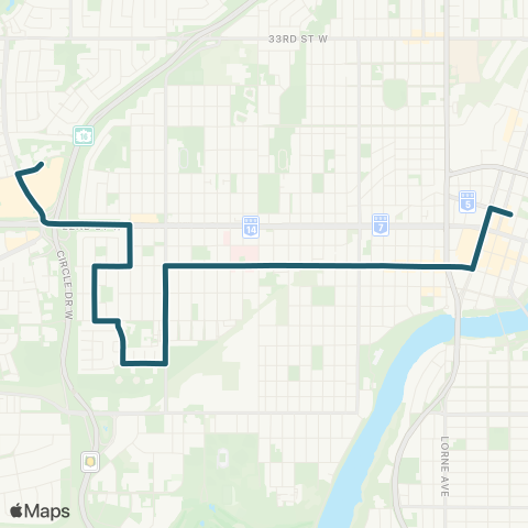 Saskatoon Transit Route 2 Overloads map