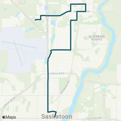 Saskatoon Transit Sasktel Centre / North Ind map