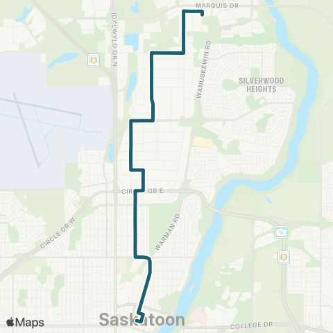 Saskatoon Transit North Industrial / City Centre map