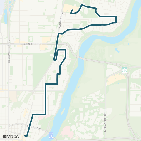 Saskatoon Transit River Heights / City Centre map