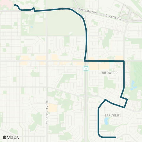 Saskatoon Transit Lakeview / University map