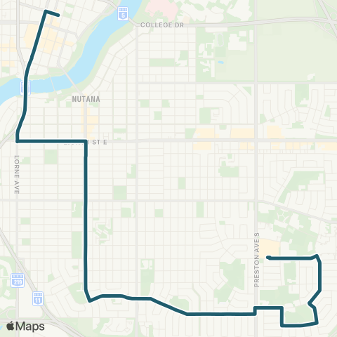 Saskatoon Transit Wilson Cres / City Centre map