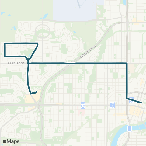 Saskatoon Transit Dundonald / City Centre map