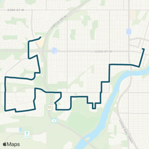 Saskatoon Transit Riversdale / City Centre map