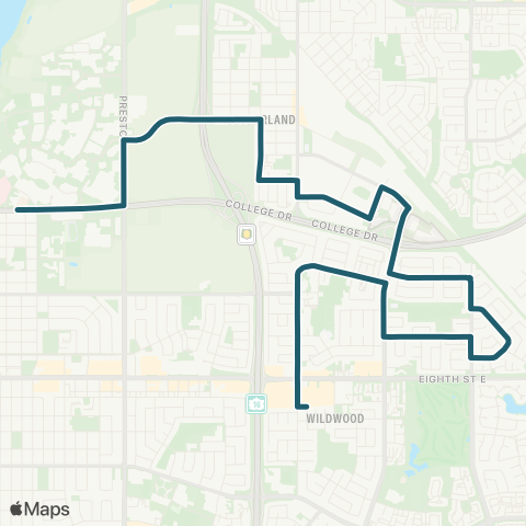 Saskatoon Transit College Park / University map