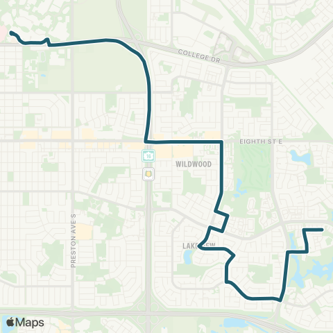 Saskatoon Transit Lakeridge / University map