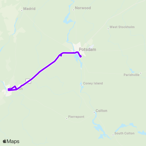 St. Lawrence County Public Transit Route 74 map