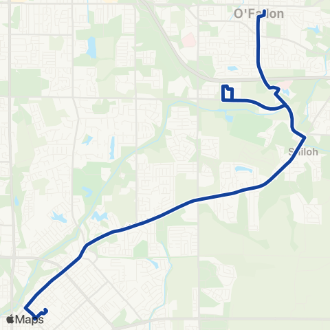 MetroBus Illinois Belleville-Shiloh-Ofallon map