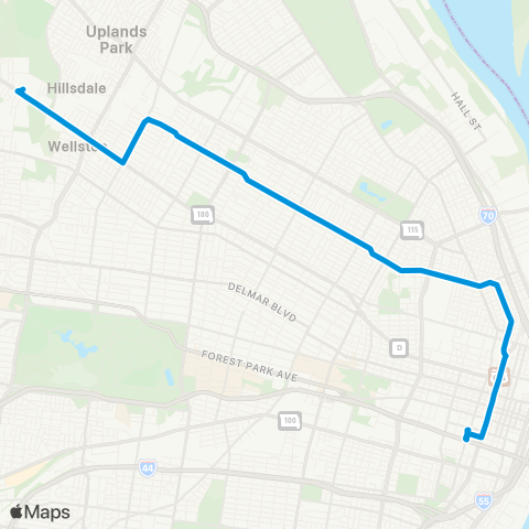 MetroBus Missouri St Louis Ave map